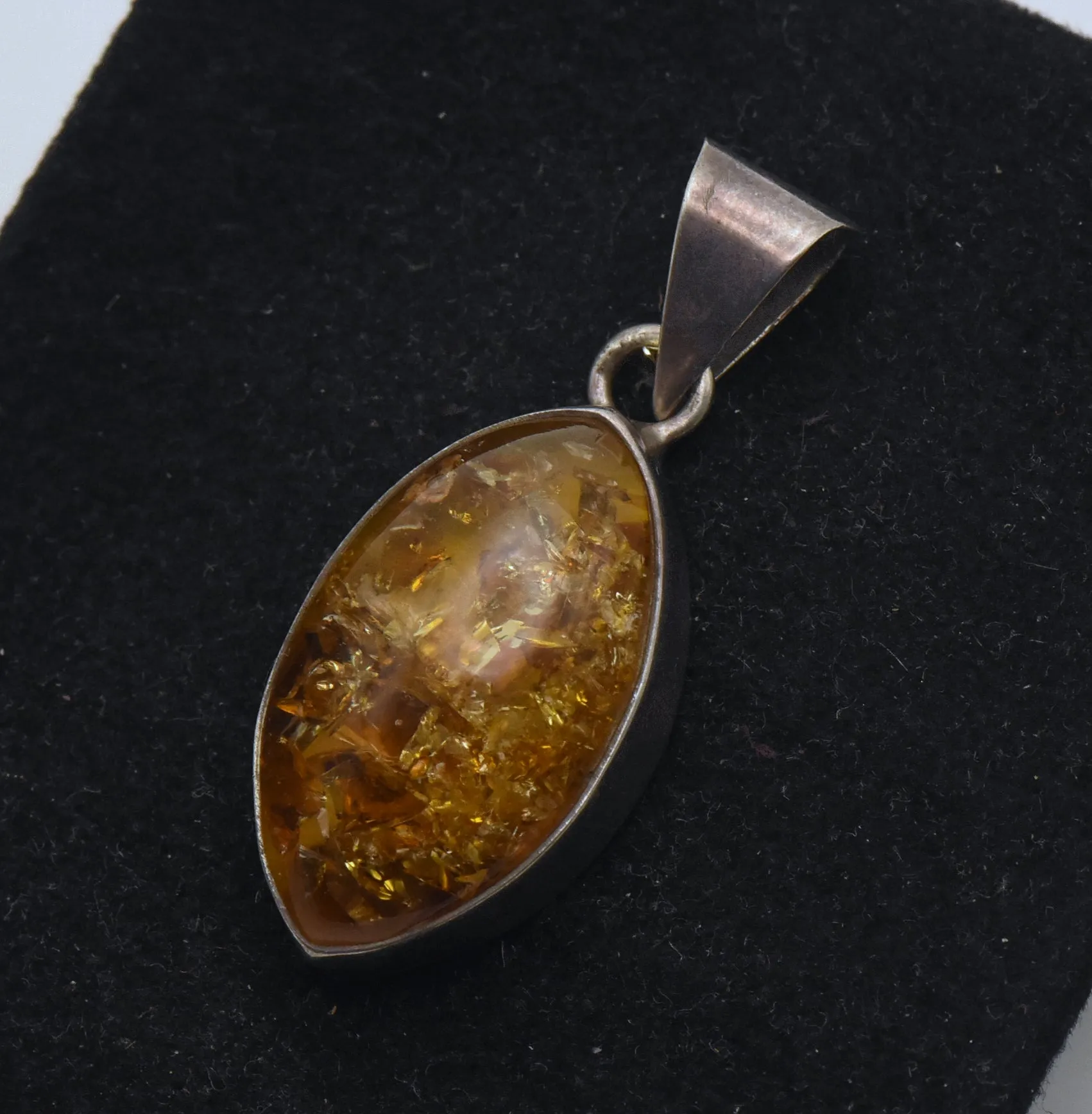 Vintage Handmade Amber Sterling Silver Pendant