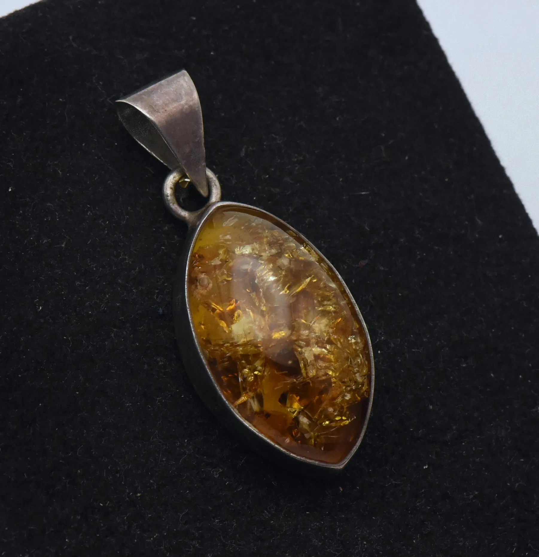 Vintage Handmade Amber Sterling Silver Pendant