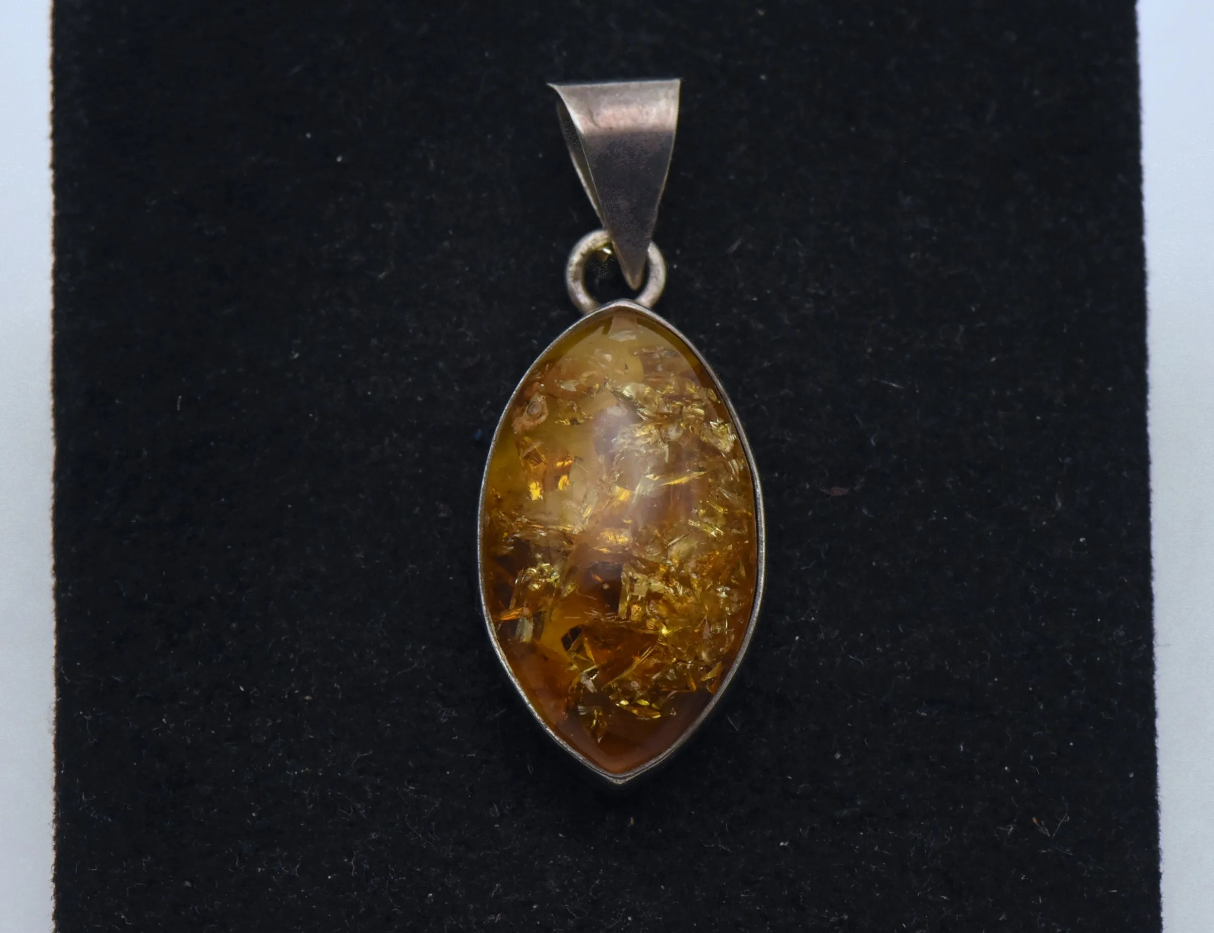 Vintage Handmade Amber Sterling Silver Pendant