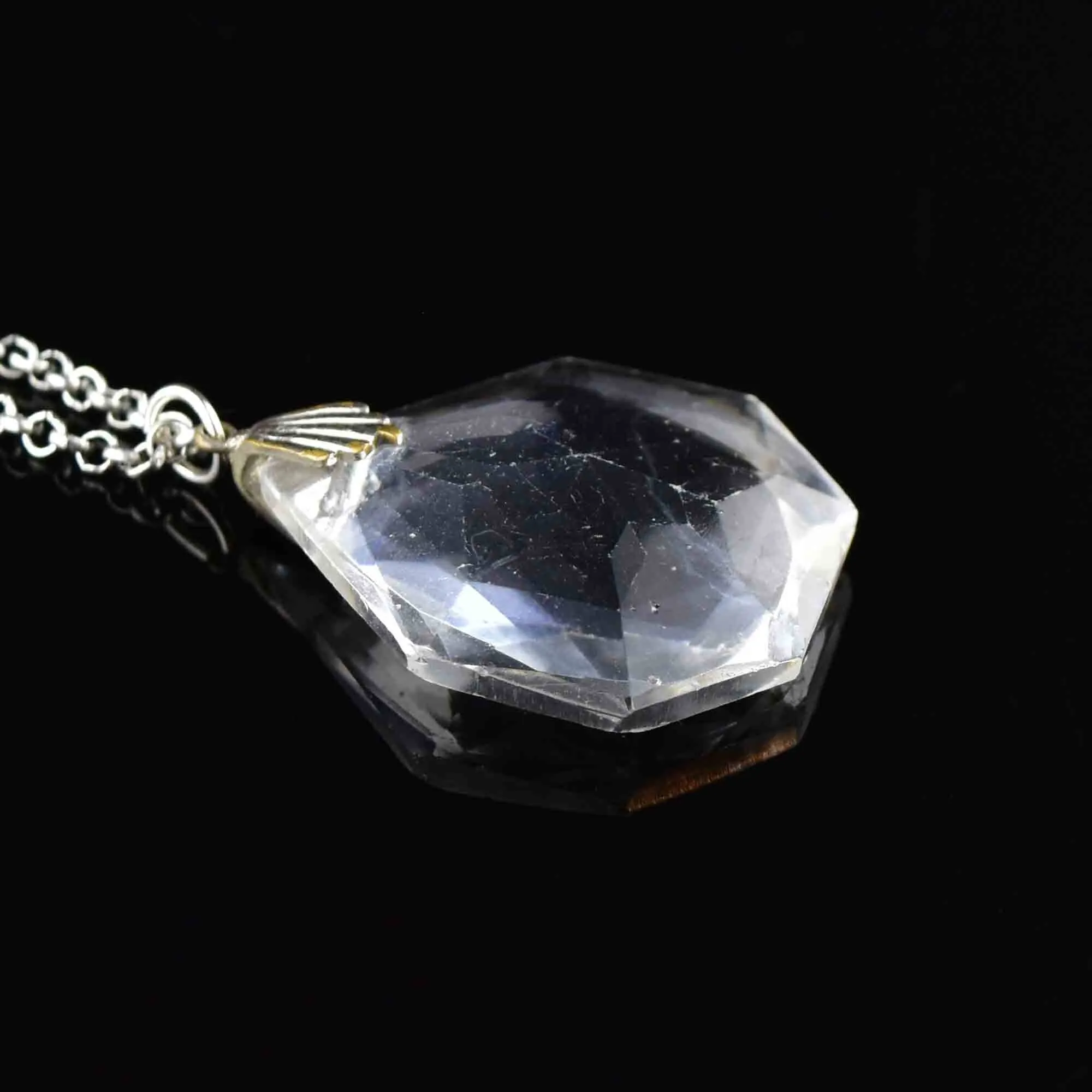 Vintage Silver Quartz Pendant Necklace