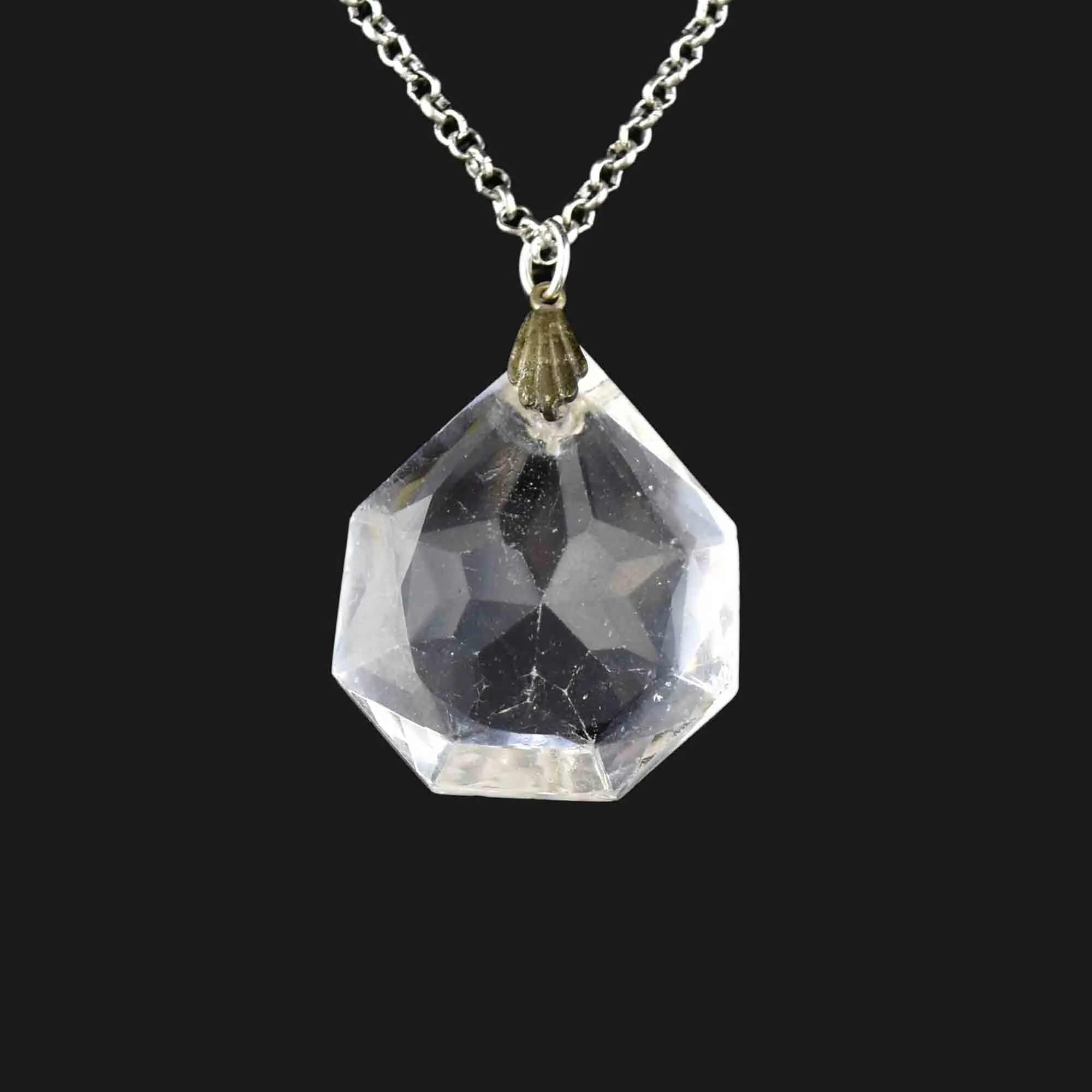 Vintage Silver Quartz Pendant Necklace