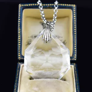 Vintage Silver Quartz Pendant Necklace