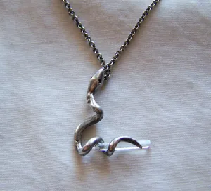 Vintage Sterling Silver Snake with Quartz Crystal Pendant