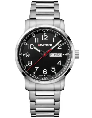 Wenger Mens Attitude Heritage Watch - Black Dial - Bracelet - Day/Date - 100m