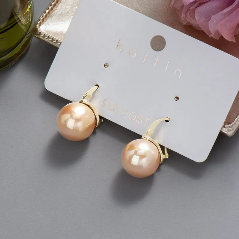 Wenkouban New 2022 Trend Big Pearls Women's Earrings Geometry Crystal Gold Color Dangle Drop Earing for Woman Korean Style Fashion Jewelry