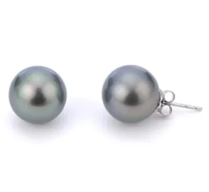 White Gold Natural Color Tahitian Pearl Earring