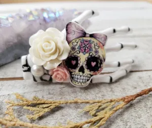 White Skeleton hand hair clip