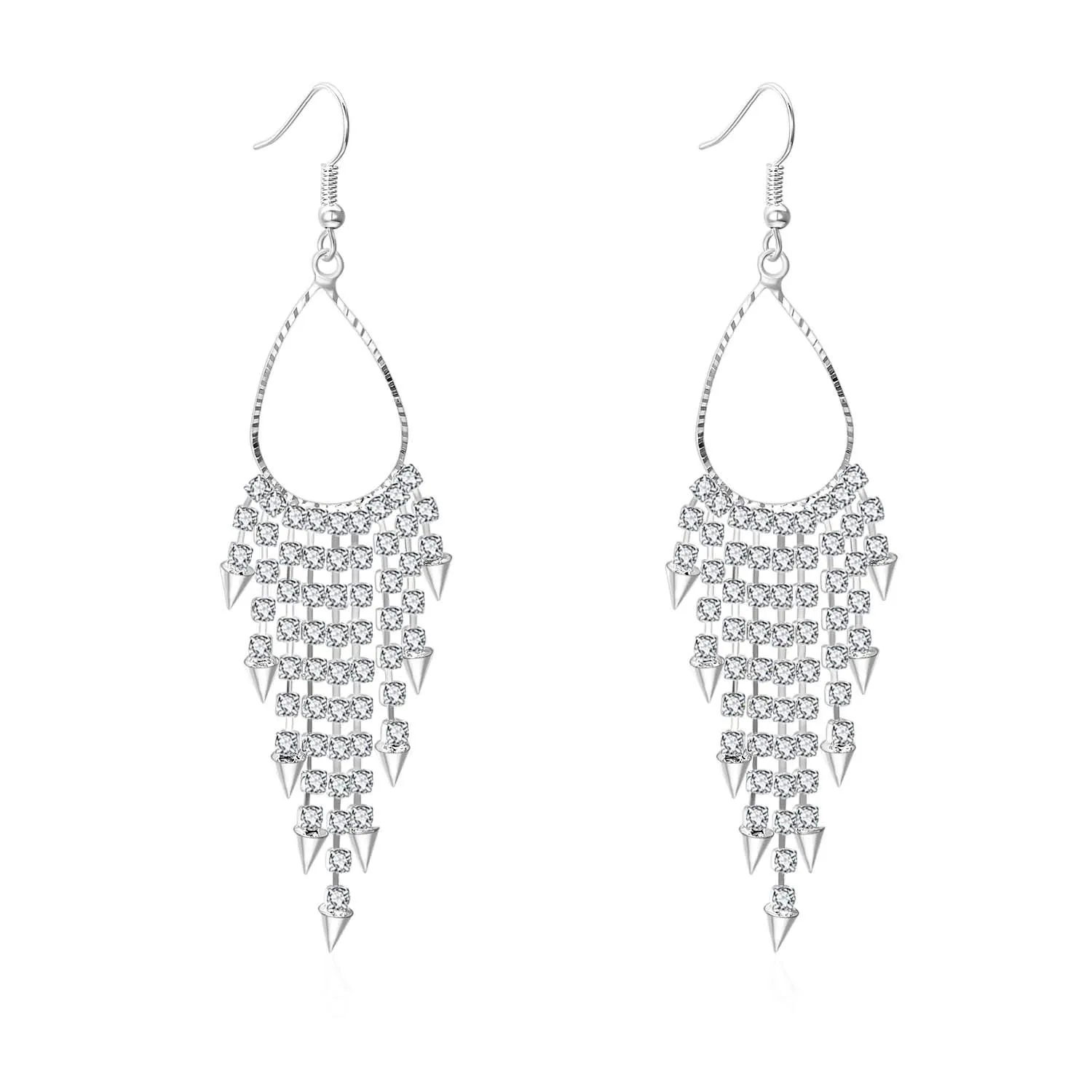 Yellow Chimes Sparkling Beauty Silver Chandelier Earring for Women & Girls.