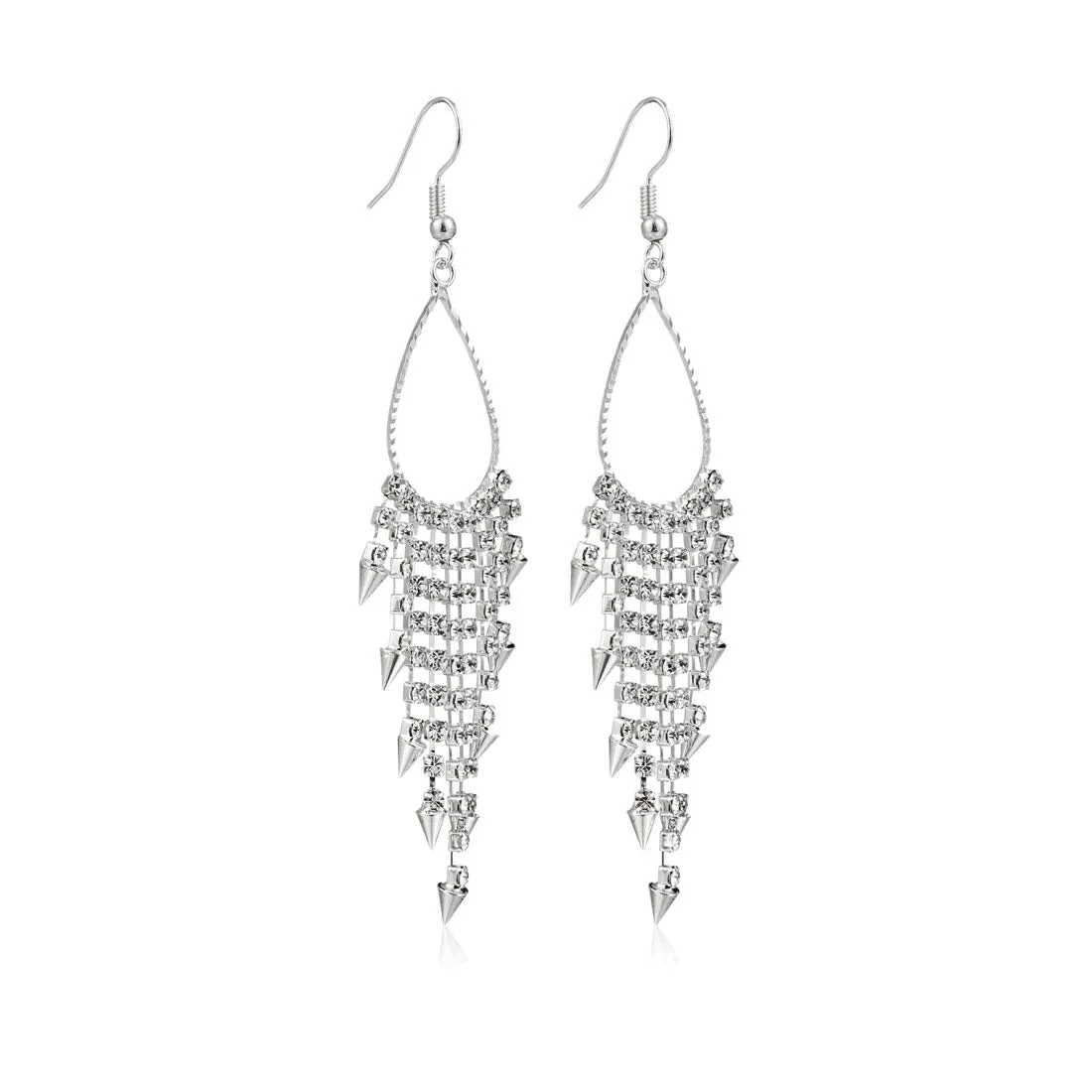 Yellow Chimes Sparkling Beauty Silver Chandelier Earring for Women & Girls.