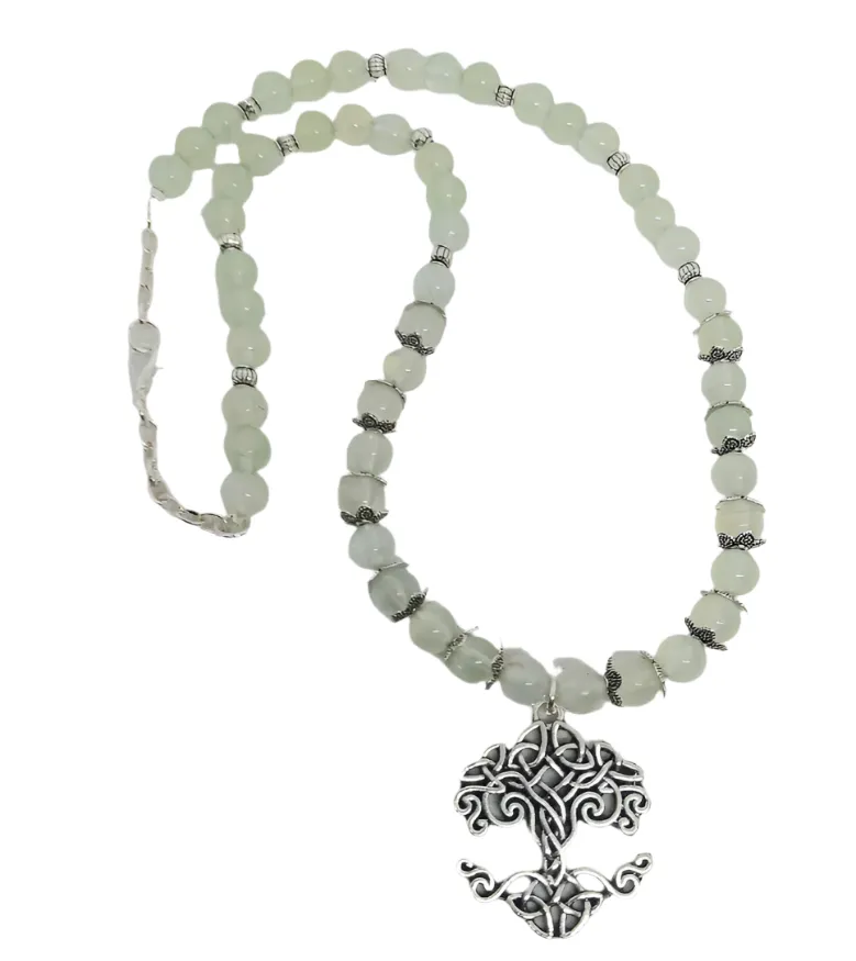 Yggdrasil Necklace with Green Grape Stone Crystal